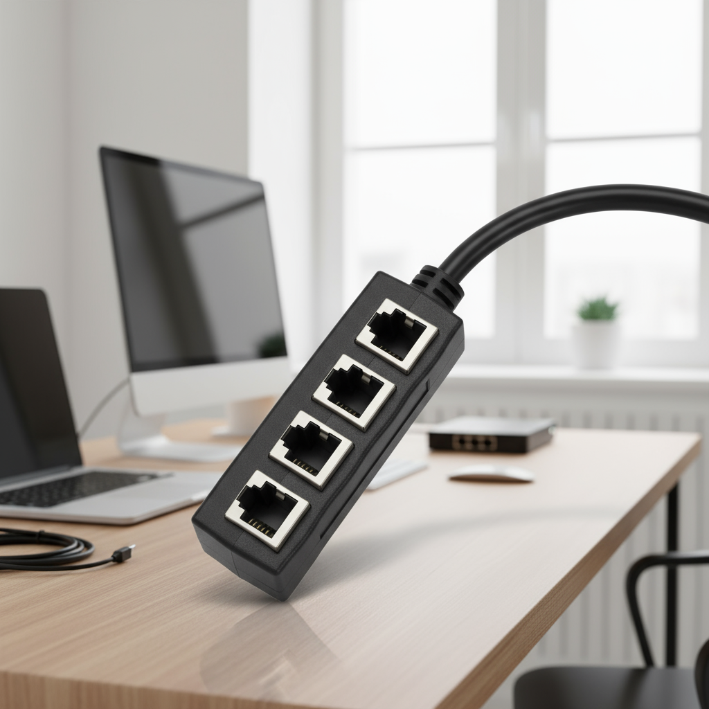 ตัวแยกสายอีเธอร์เน็ต RJ45 อะแดปเตอร์ตัวผู้ 1 ตัว ต่อตัวเมีย 4 ตัว สําหรับสาย LAN Cat5e/Cat6/Cat7