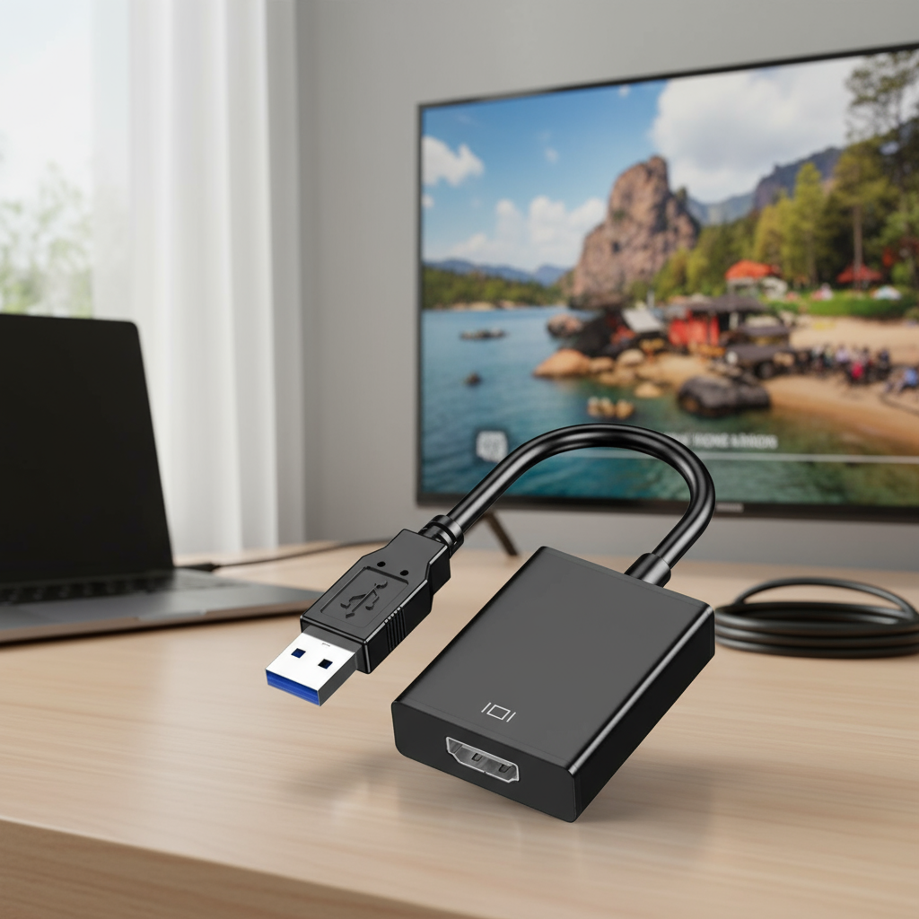 ตัวแปลงสัญญาณภาพและเสียง USB เป็น HDMI อะแดปเตอร์ภายนอกสําหรับคอมพิวเตอร์ แล็ปท็อป จอมอนิเตอร์ Windows Full HD