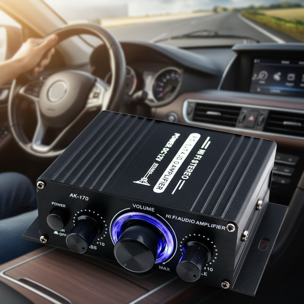 1 ชิ้น AK170 มินิแอมพลิฟายเออร์สากล 12V สําหรับรถยนต์ รถจักรยานยนต์ คอมพิวเตอร์ MP3 ลําโพงตั้งโต๊ะ บ