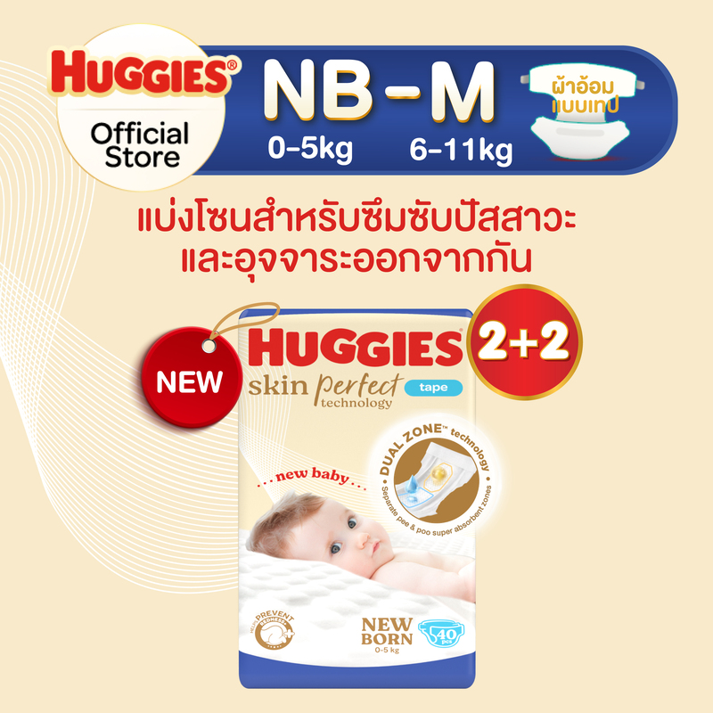 [ยกลัง] Huggies Skin Perfect Technology Tape ผ้าอ้อมเด็ก แบบเทป ฮักกี้ส์ สกิน เพอร์เฟค เทคโนโลยี ไซส
