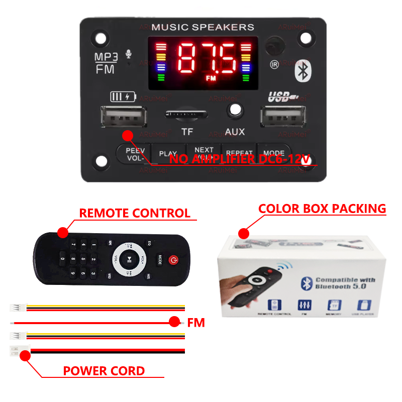 บอร์ดเครื่องขยายเสียงบลูทูธ 5.0 พร้อมวิทยุ USB FM แฮนด์ฟรีโมดูลผสมเครื่องเสียงรถยนต์ Elite Pro X