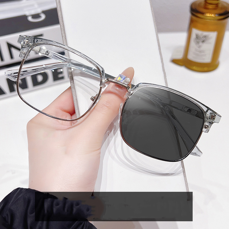 แว่นตากรองแสงเปลี่ยนสีได้ ป้องกันรังสียูวีและแสงสีฟ้า สําหรับผู้ชายและผู้หญิง ทันสมัย ﻿ - รูปที่ 2