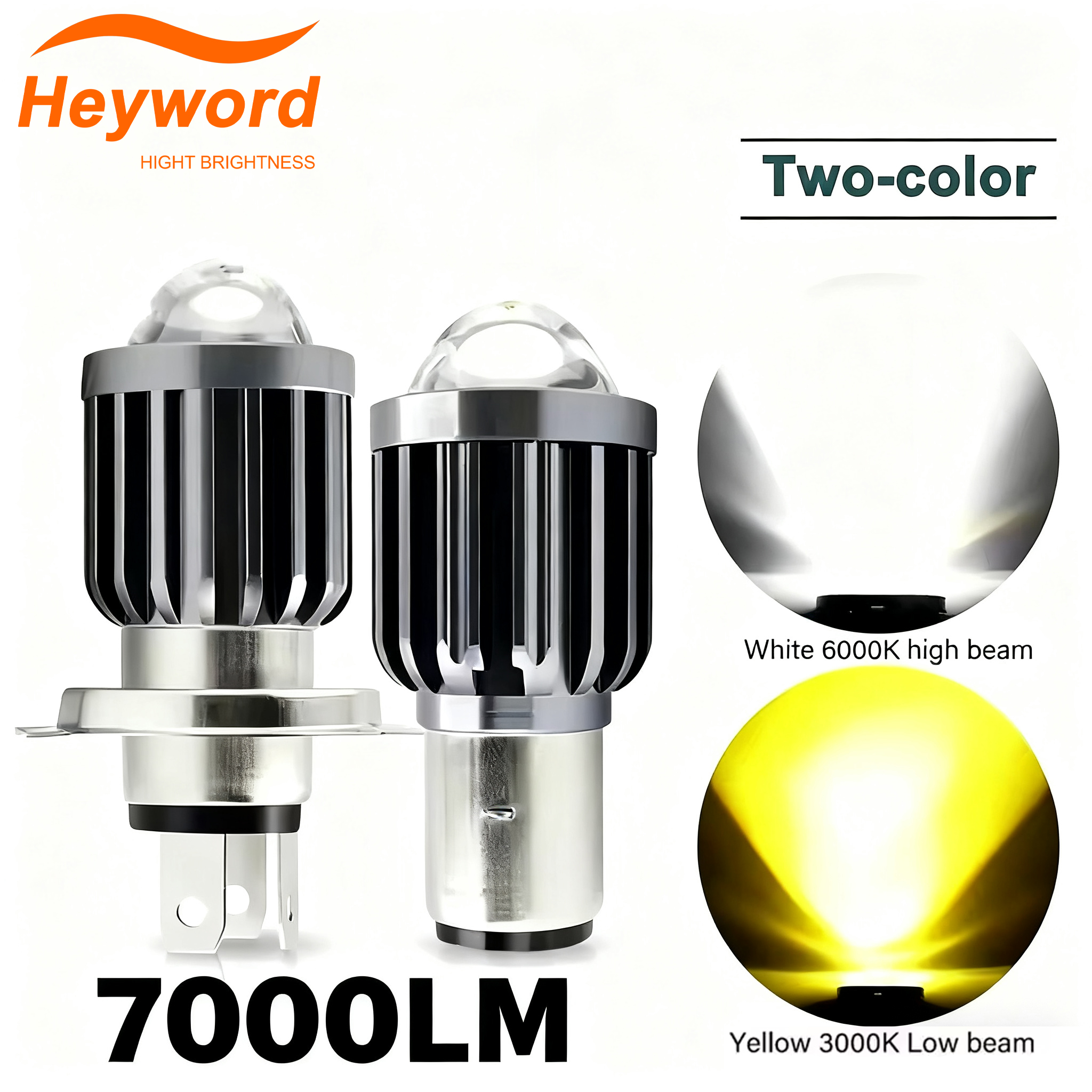 Heyword 70000LM P15D H6 LED ไฟหน้ารถจักรยานยนต์ CSP เลนส์สีขาวสีเหลือง Hi/Lo Beam ด้านหน้า