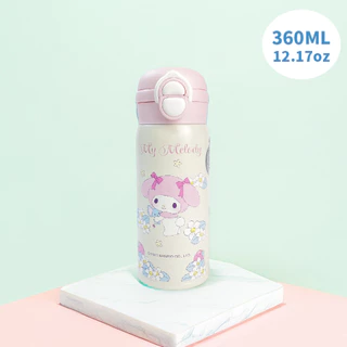 Hello Kitty & Kuromi กระติกน้ําสูญญากาศสแตนเลสแบบดื่มคู่ 360 มล. ขวดน้ําหุ้มฉนวนที่ทนทาน