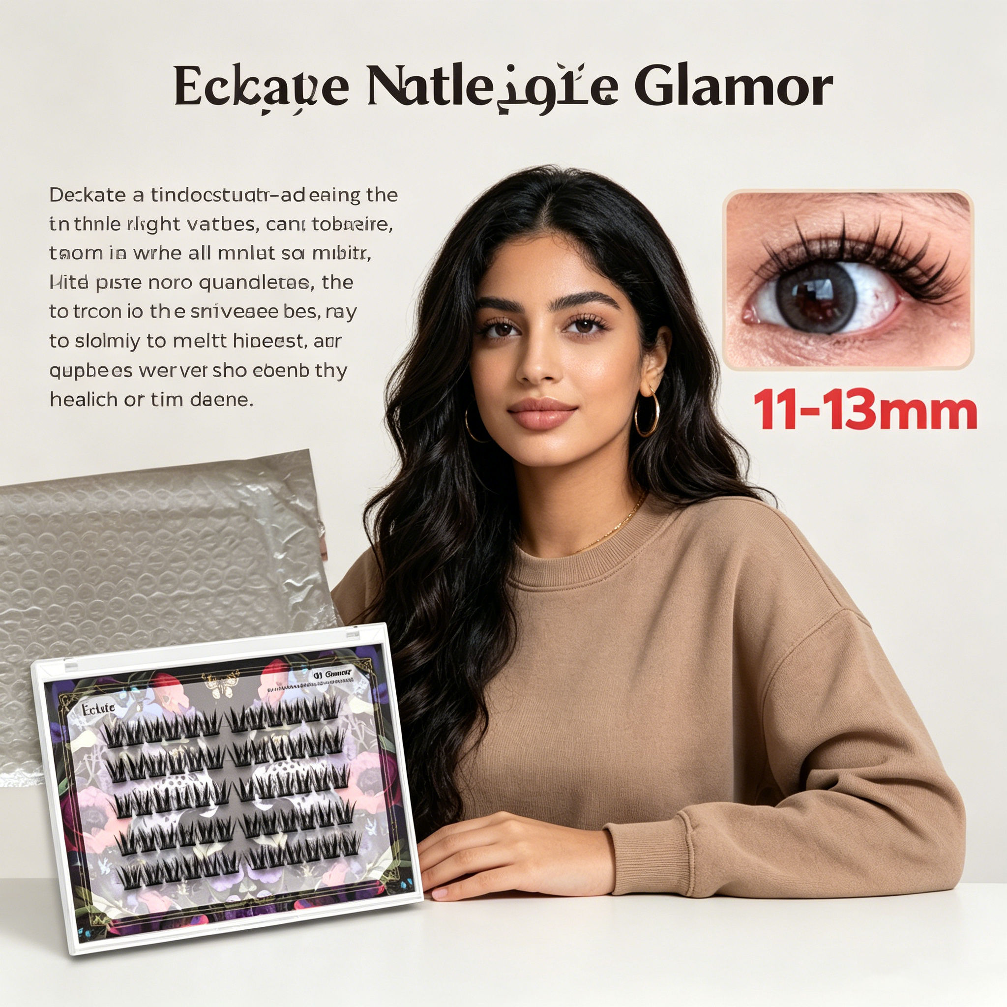 ขนตาปลอมแบบกาวในตัว อัปเกรด รุ่น Éclate | 11-14มม. 60ช่อ ไม่ต้องใช้กาว