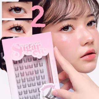 👁️ Sugareye ขนตาปลอม กาวเจลลี่ในตัว แถมที่หนีบ 10 คู่ (60 ช่อ)