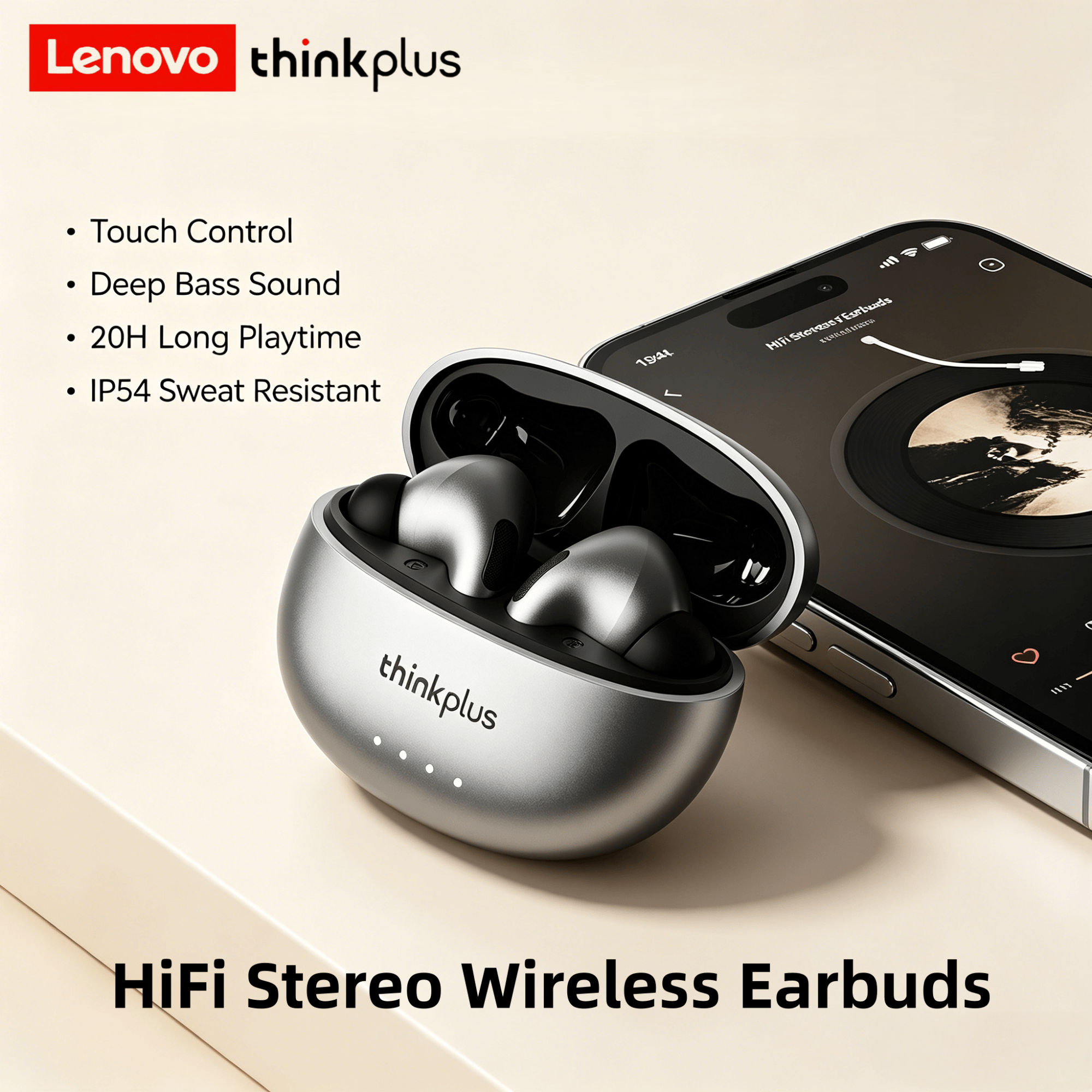 Lenovo LP5PRO หูฟังไร้สายบลูทูธ TWS หูฟังเสียงไฮไฟหูฟังสําหรับเล่นเกมกีฬาชุดหูฟังสแตนด์บายยาวพร้อมไม