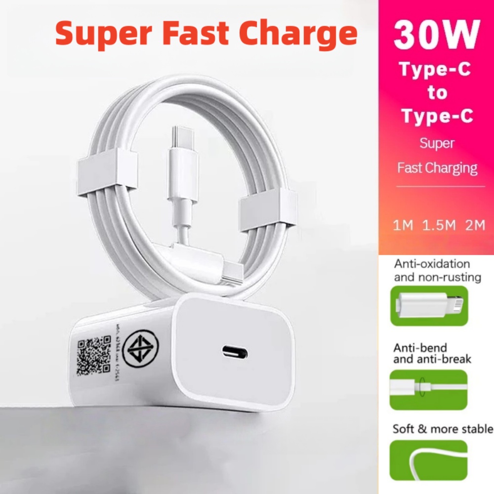 สายชาร์จเร็ว USB C-C + ที่ชาร์จเร็ว PD 30w เหมาะสําหรับ iPad Air4/5/6 iPhone15 16 7 Pro/Max