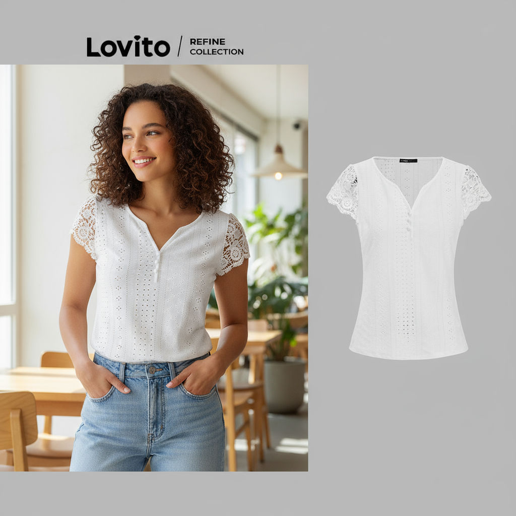 เสื้อเบลาส์ผู้หญิง เย็บผ้าธรรมดา หรูหรา สไตล์ L119BR068