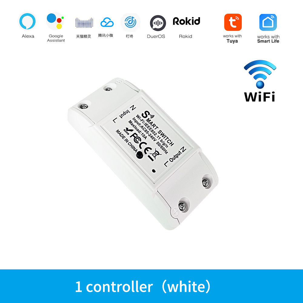 สวิตช์ไฟอัจฉริยะ Tuya WiFi โมดูลรีเลย์ไร้สายสําหรับควบคุมไฟและเบรกเกอร์