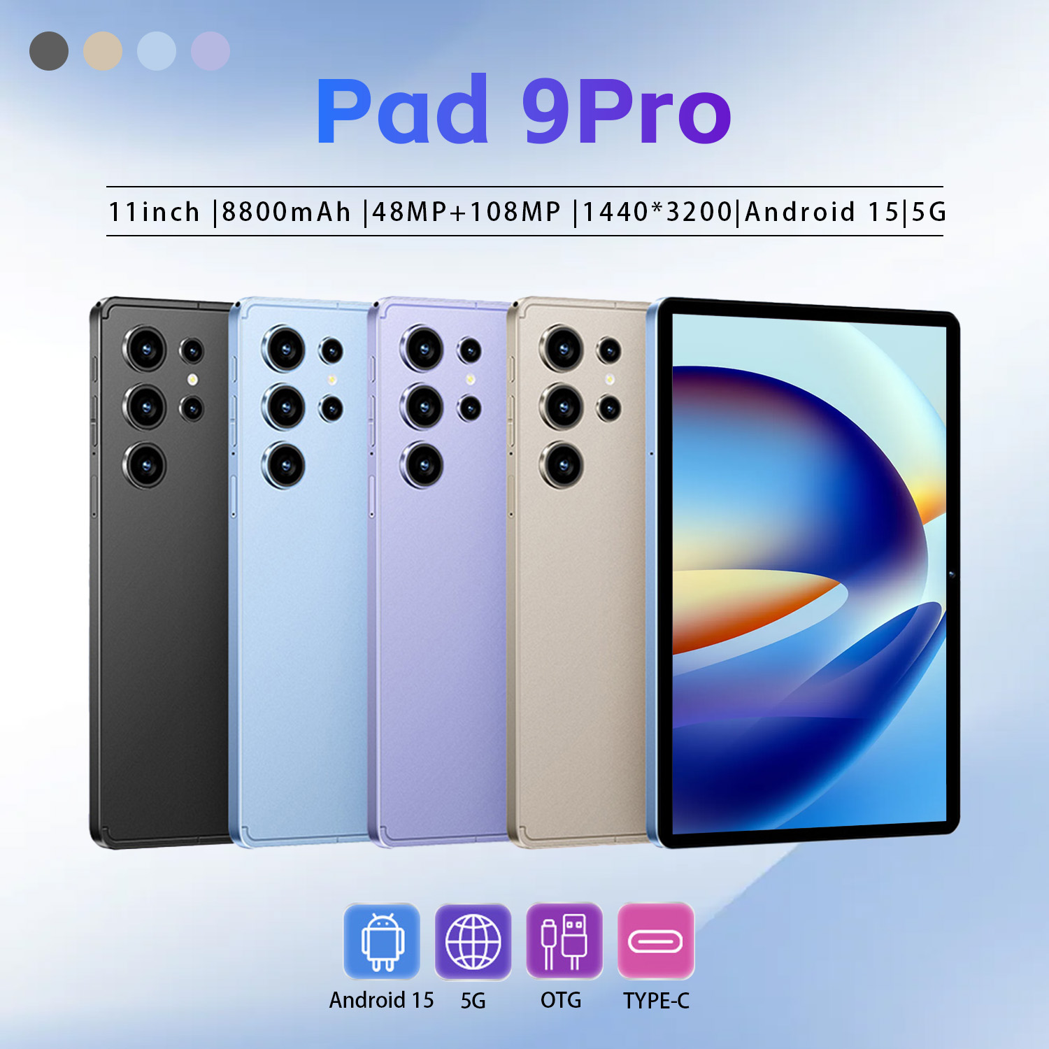 แท็บเล็ตเรือธงใหม่ล่าสุด Pad 9 Pro รุ่นสากล แท็บเล็ตเรียนรู้อเนกประสงค์ ซิมคู่