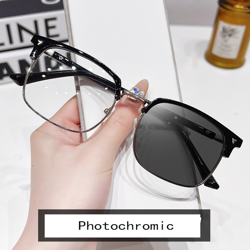 แว่นตากรองแสงเปลี่ยนสีได้ ป้องกันรังสียูวีและแสงสีฟ้า สําหรับผู้ชายและผู้หญิง ทันสมัย ﻿ - รูปที่ 6