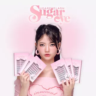 👁️ Sugareye ขนตาปลอม กาวเจลลี่ในตัว แถมที่หนีบ 10 คู่ (60 ช่อ)