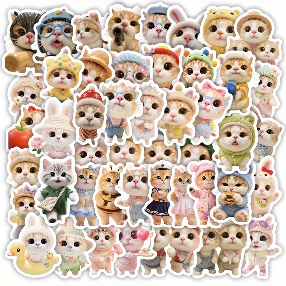 70 ชิ้น Nihao Kitten Meme Expression ชุดสติกเกอร์ - เหมาะสําหรับสมุด, ไดอารี่, แล็ปท็อป