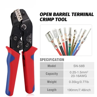 ชุดเครื่องมือการจีบวงล้อ SN-58B พร้อมขากรรไกรที่เปลี่ยนได้ 6 ชิ้นสําหรับเทอร์มินัล Dupont JST และ MOLEX