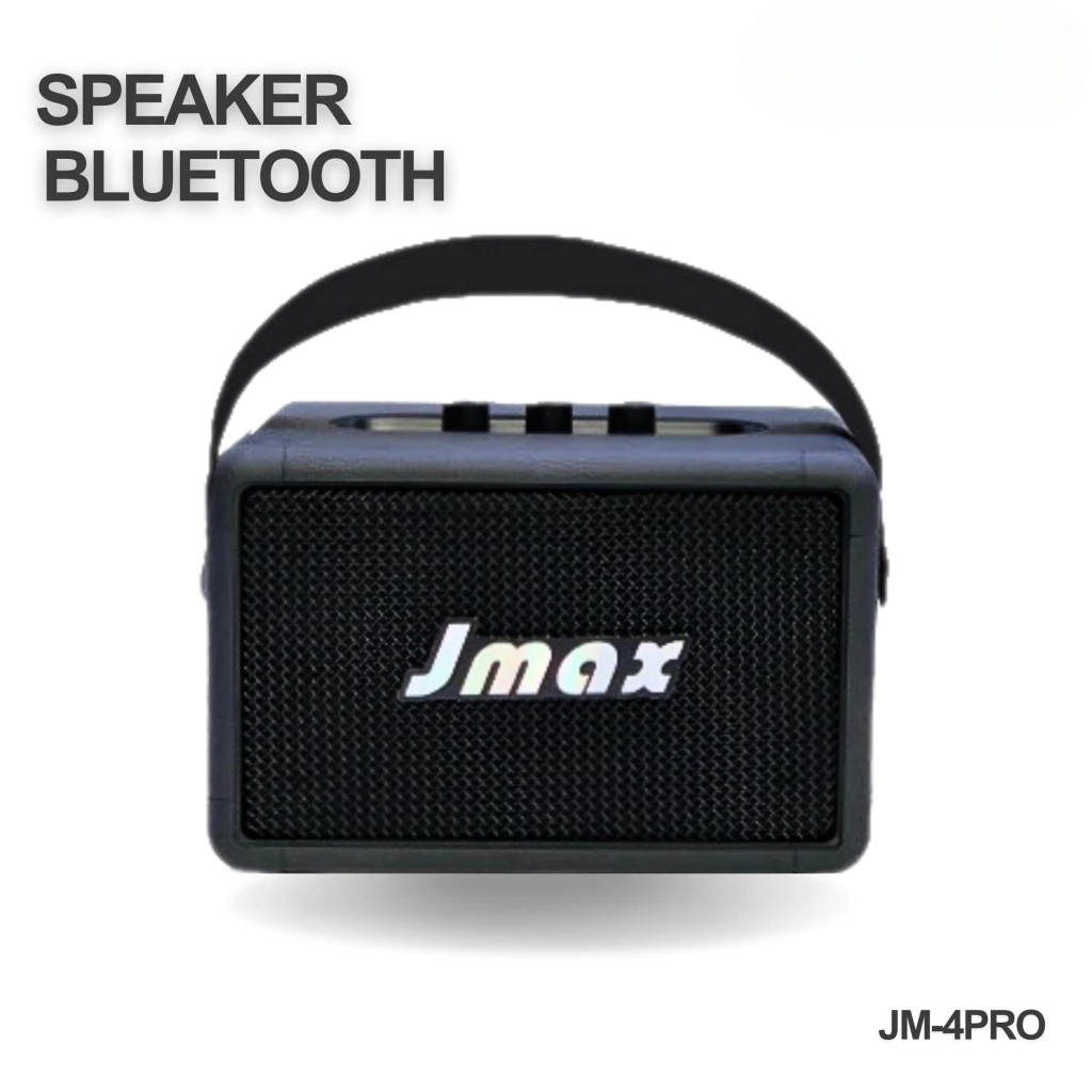 JMAX ลำโพงบลูทูธ พร้อมสายหิ้วหนัง หรูหรา รุ่น 4PRO สีดำ