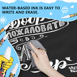 Liquid Chalk Marker ชุด 5 ชิ้นสีขาว Dustless กระดานดํา 8 ชิ้น 6 มม. Erasable Advertisement ปากกา
