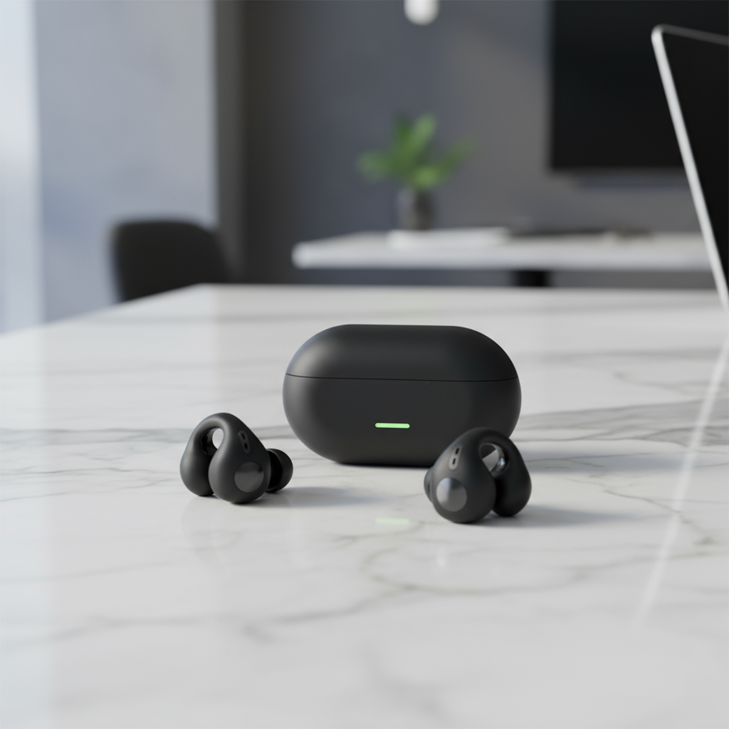  หูฟังบลูทูธแบบหนีบหู T75 เสียงสเตอริโอรอบทิศทาง 3D เบสหนักสําหรับเล่นเกม พร้อมไมโครโฟนสําหรับออกกําลังกาย
