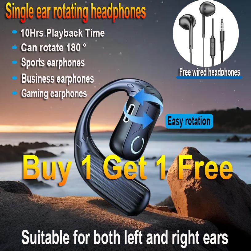 【ซื้อ 1 แถม 1 ฟรี】หูฟังบลูทูธ R9 PRO แบบใส่ข้างเดียว แบตเตอรี่ความจุใหญ่ เล่นได้นาน 10 ชั่วโมง สามารถหมุนควบคุมปุ่มบนหู ฟรีหูฟัง