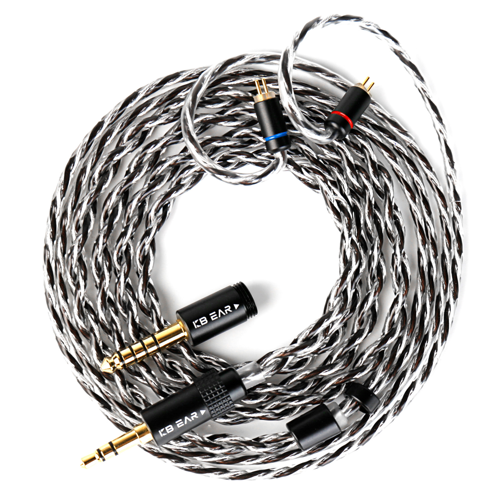 KBEAR P34 สาย IEM Silver-Plated HiFi หูฟังอัพเกรด 2Pin 5N 2-Strands 98-Core OFC Wire