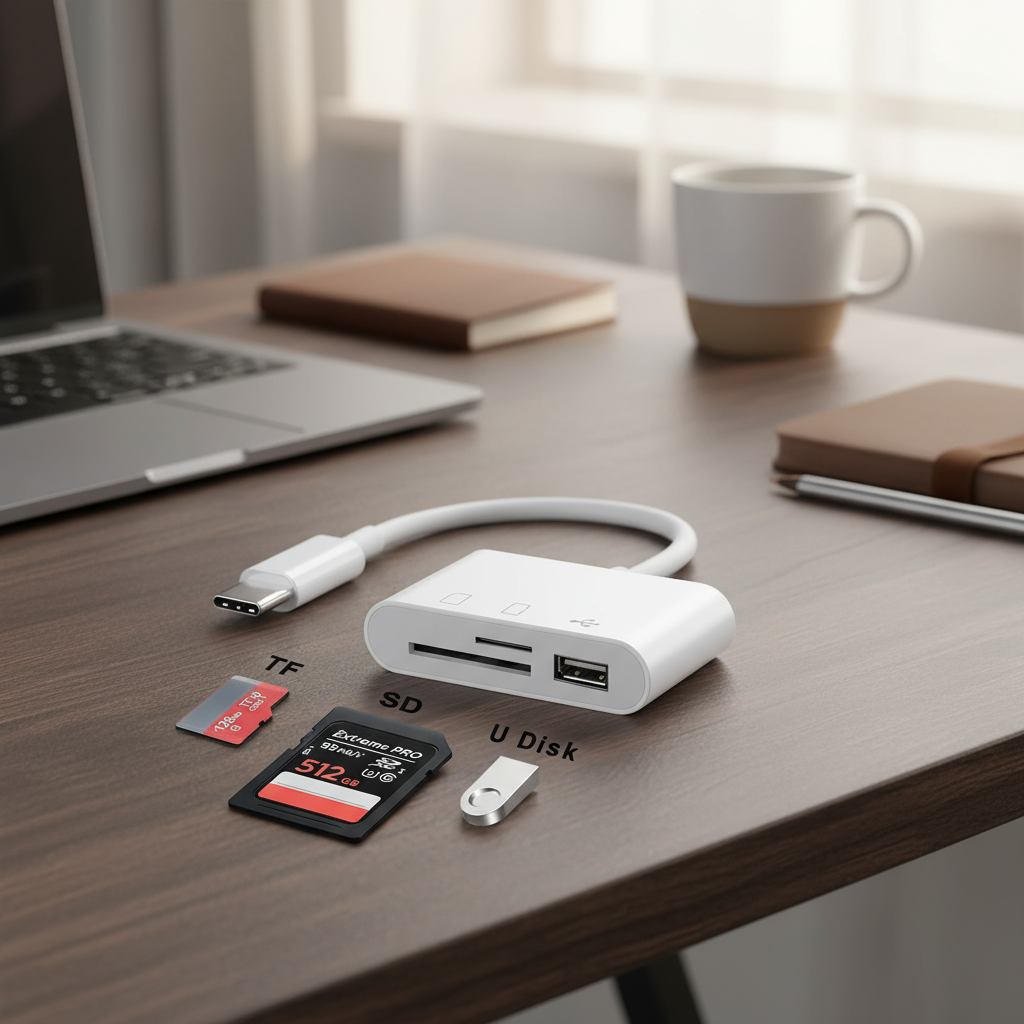 เครื่องอ่านการ์ด Lightning สำหรับ iPhone รองรับ MicroSD TF USB ใช้งานร่วมกับ iPad MacBook และ Galaxy ไม่ต้องใช้แอปพลิเคชัน