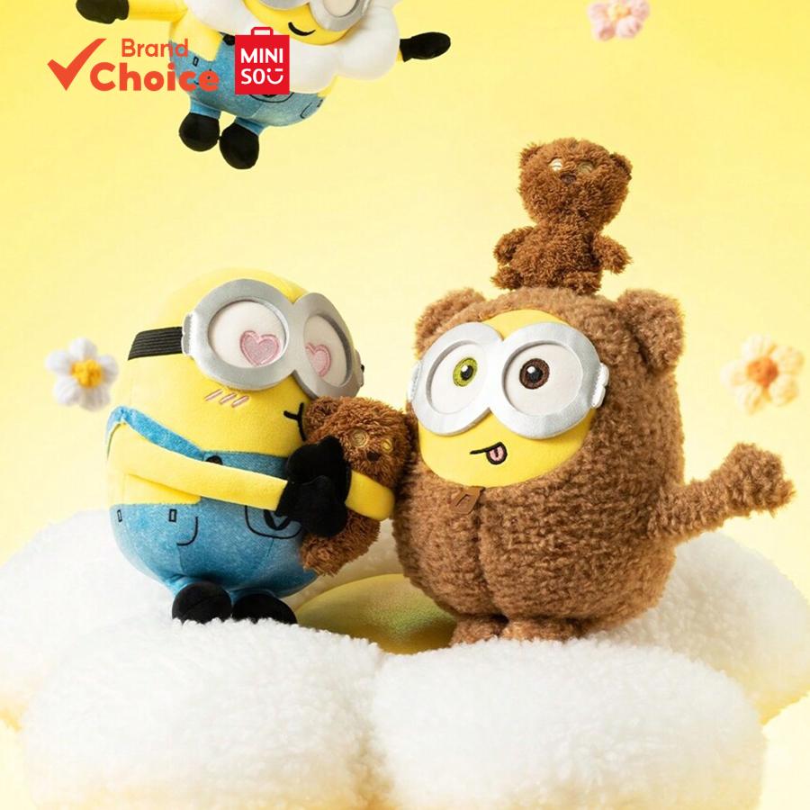 MINISO  ตุ๊กตาผ้าชุดมินเนี่ยน เปลี่ยนชุดได้ - บ๊อบ + ทิม ขนาด 11 นิ้ว ของเล่นแต่งตัว ขนาด 21ซม.×33ซม