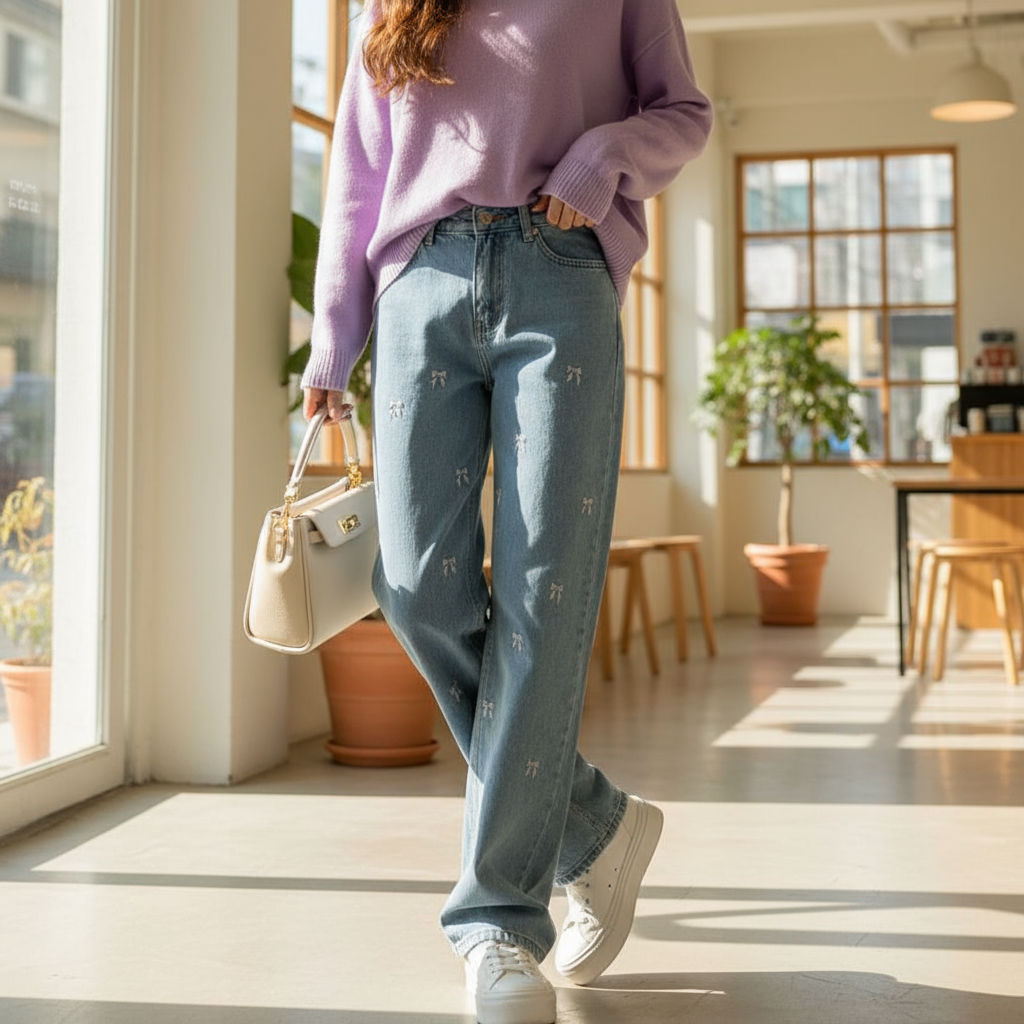 NS81-SEP24-E-Bow Flashing Diamond Jeans-JNNS81AX763