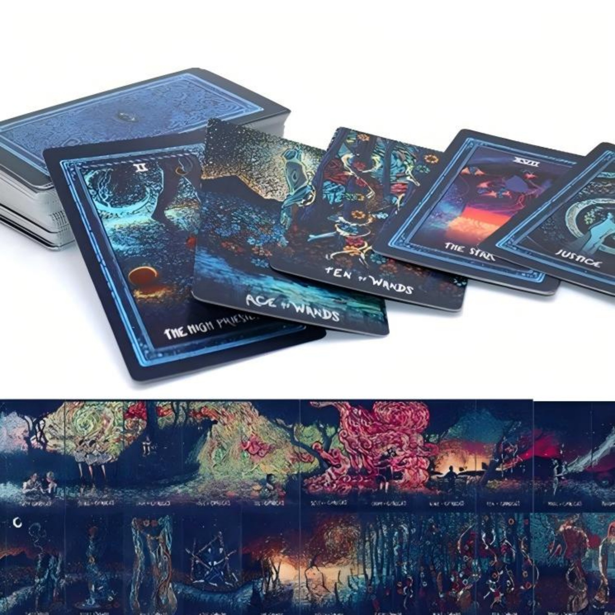 Prism Tarot Deck 12x7 ซม. พร้อมการ์ดเกมปาร์ตี้รุ่นเต็ม