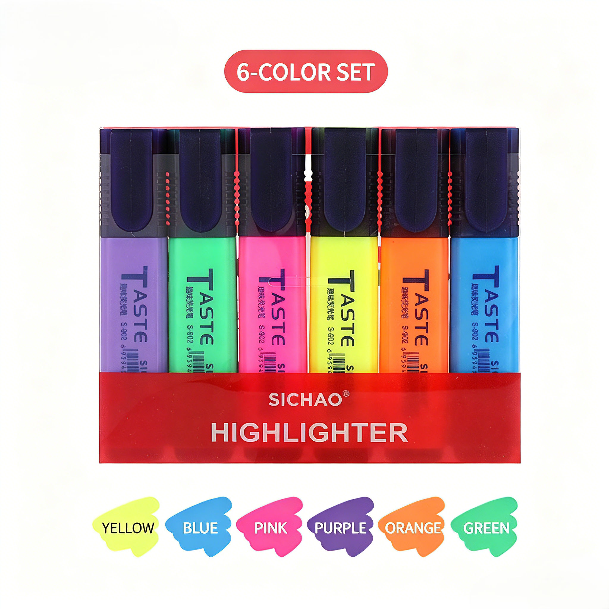 ชุดปากกาเน้นข้อความหัวตัด 6 สี แห้งเร็ว เขียนลื่น ใช้ทําเครื่องหมายข้อความในหนังสือ สมุดโน้ต เหมาะสําหรับโรงเรียน สํานักงาน และเรียน