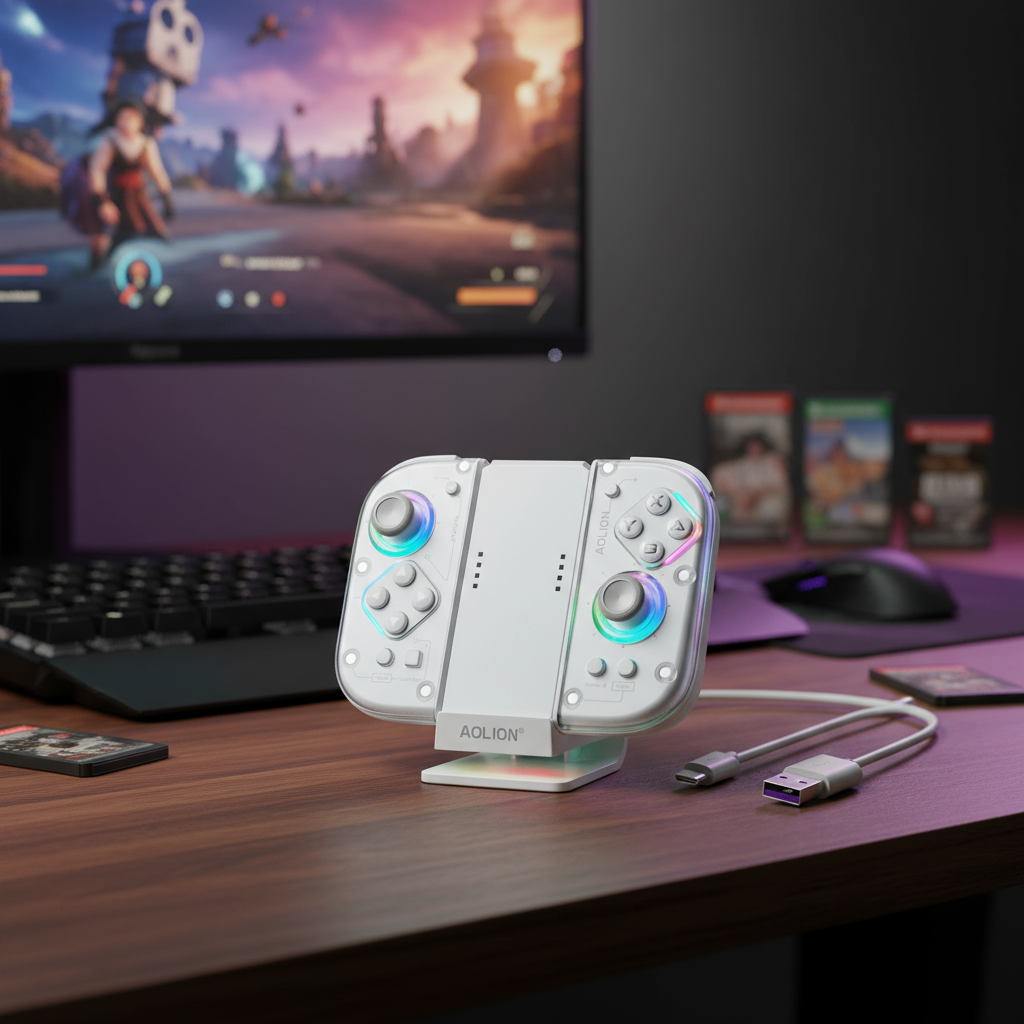 ที่จับ Aolion Joycon พร้อมแท่นชาร์จ RGB, อุปกรณ์เสริมสําหรับคอนโทรลเลอร์เกม Nintendo Switch