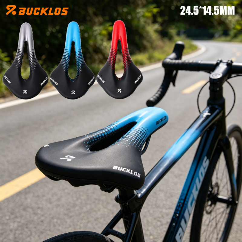 เบาะจักรยาน BUCKLOS MTB ขนาด 24.5*14.5 มม. น้ําหนักเบา ระบายอากาศได้ดี กันน้ํา ที่นั่งจักรยานแบบกลวง
