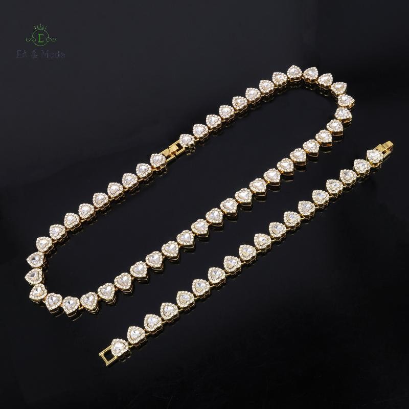 【VMI模式】EA และ แฟชั่น สร้อยคอโซ่เทนนิสฮิปฮอปสไตล์ใหม่ 45 ซม. สร้อยข้อมือสร้อยคอน้ําหัวใจ CZ ประกายระย