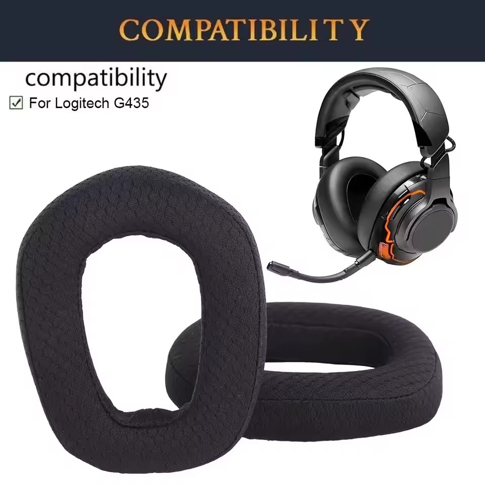 แผ่นรองหูฟังโฟมหน่วยความจําทดแทนสําหรับชุดหูฟังเล่นเกมไร้สาย Logitech G435