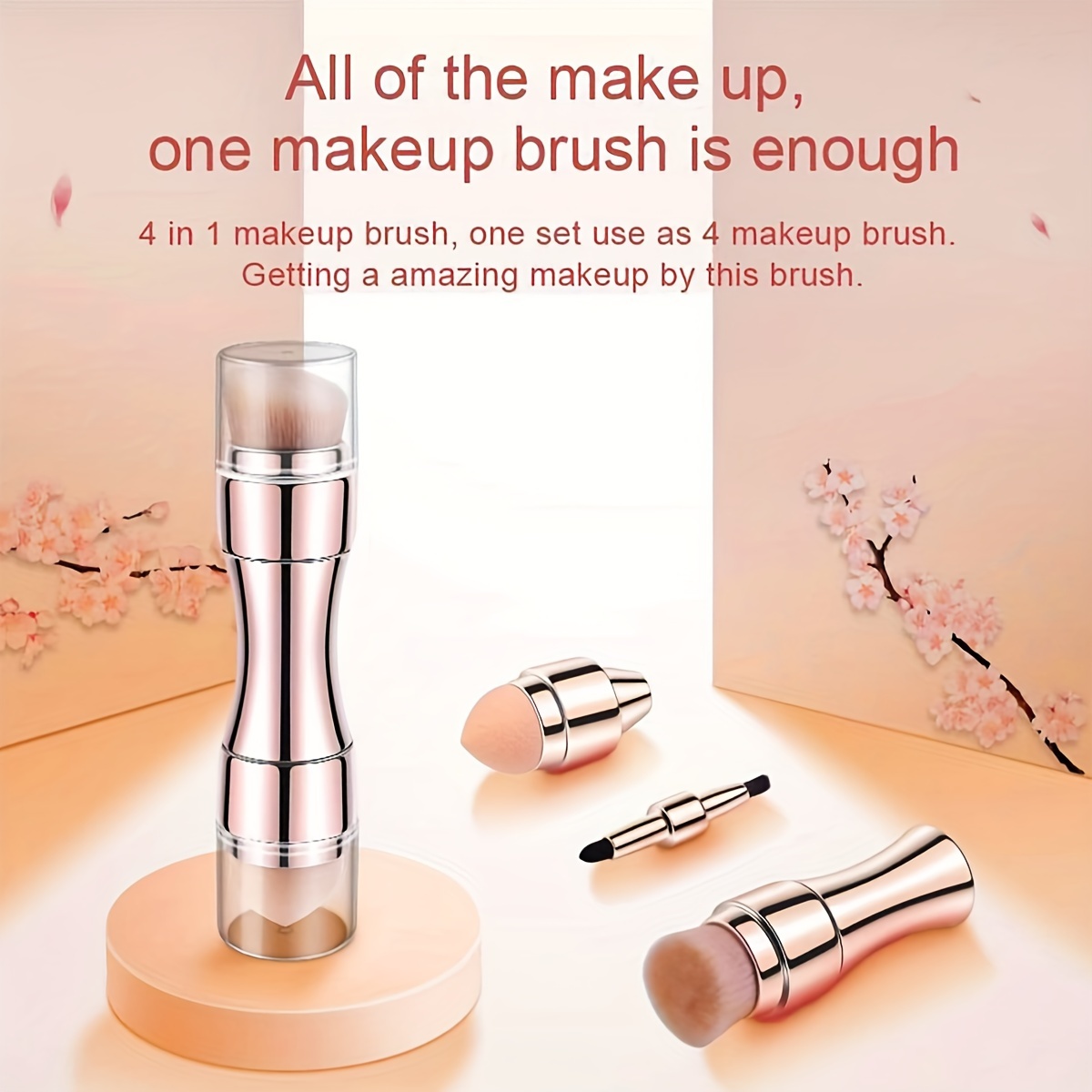 ชุดแปรงแต่งหน้า 4 in 1 อเนกประสงค์ ขนาดเล็ก พกพาสะดวก สําหรับเดินทาง ประกอบด้วยแปรงปัดแป้ง แปรงปัดแก้ม แปรงอายแชโดว์ และแปรงลิป พกพาสะดวกและเหมาะสําหรับผู้หญิงและสาวแต่งหน้า - รูปที่ 4