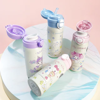 Hello Kitty & Kuromi กระติกน้ําสูญญากาศสแตนเลสแบบดื่มคู่ 360 มล. ขวดน้ําหุ้มฉนวนที่ทนทาน