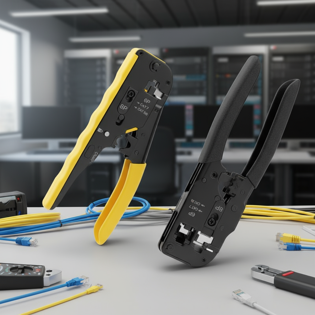 คีมเครือข่ายอเนกประสงค์ 1 ชิ้น EZ Pass เครื่องมือย้ําสายสําหรับ CAT5 CAT6 CAT7 RJ45 และ RJ11 R12