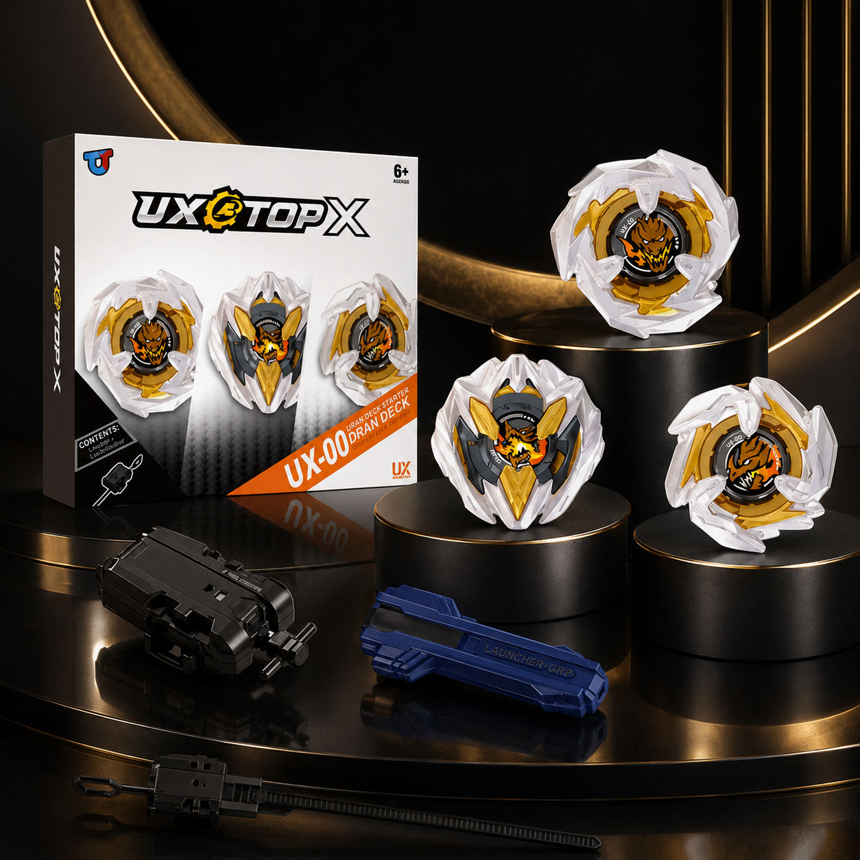 UX-10 Launcher LED Grip ชุด UX-00 Dran Deck โลหะ Battle Top Spinning ของเล่นของขวัญวันเกิด