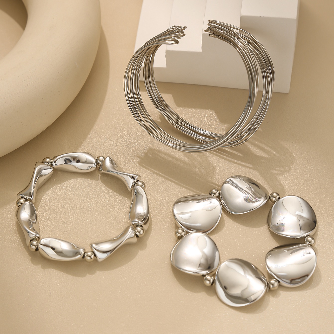 สร้อยข้อมือดอกไม้พังก์ชุดเอ็ดจี้เงินถนนสวมเครื่องประดับของขวัญ - รูปที่ 3