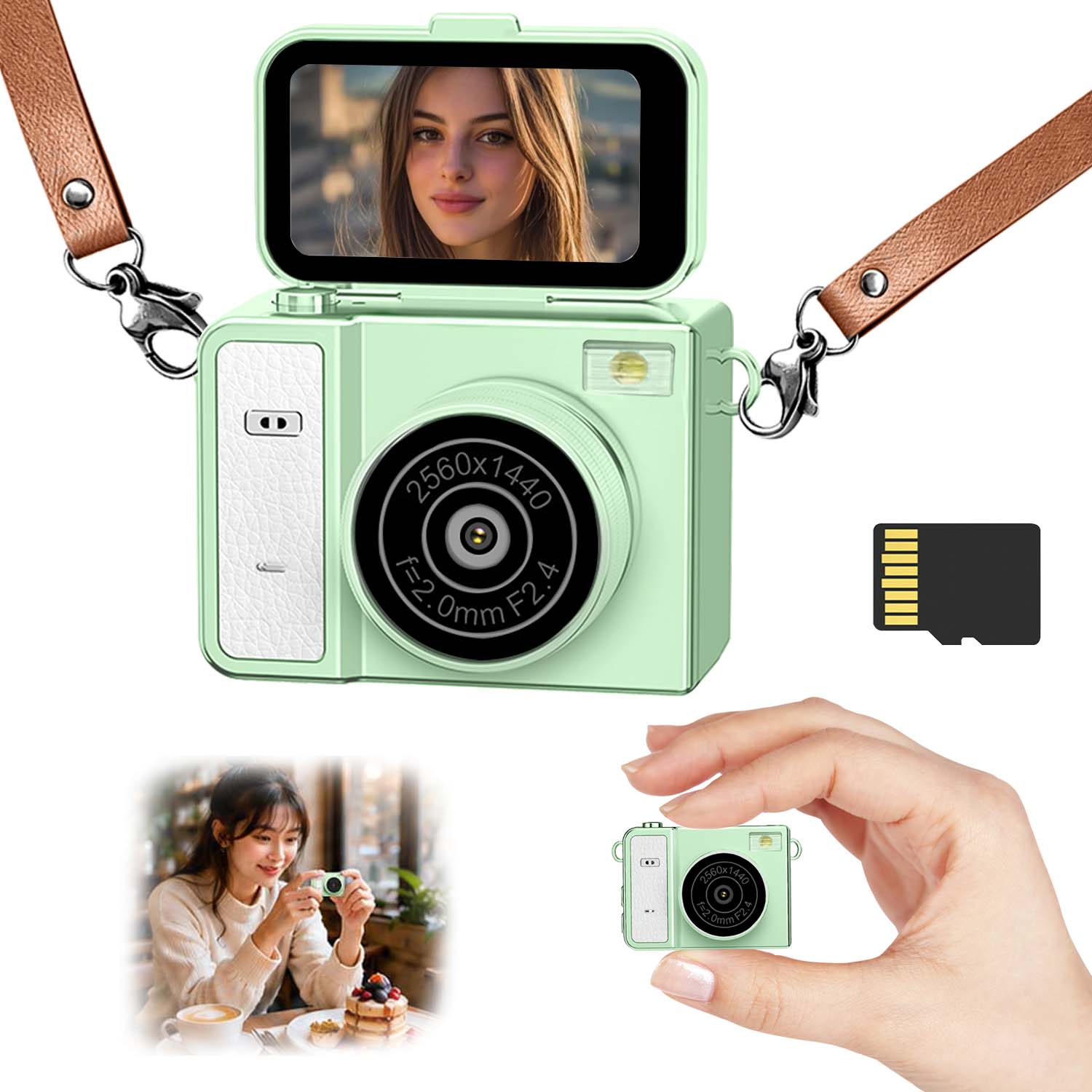 Mini Finger Sized กล้อง Flip View Screen 2K Pocket Digital Cam ของขวัญวันเกิดสําหรับเด็กผู้หญิง