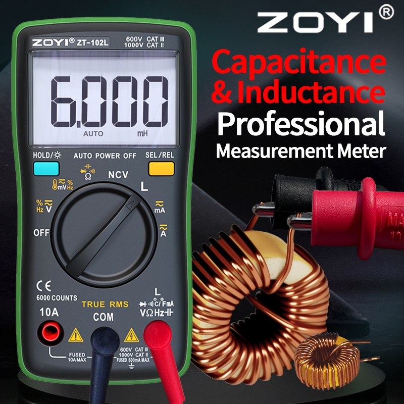 ZOYI ZT-102L มัลติมิเตอร์วัดไฟอัตโนมัติ – วัดไฟ AC/DC, ความต้านทาน, LCR และตรวจจับ NCV