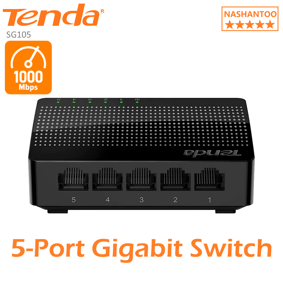 Tenda SG105 5 พอร์ตเดสก์ท็อป Gigabit Swtich/Fast Ethernet ส่งต่อเกมอัจฉริยะและ HD สตรีมมิ่งวิดีโอ ubuntuputoe 24v ดัดแปลง disco air-pwrinj6 = 55 v poe68