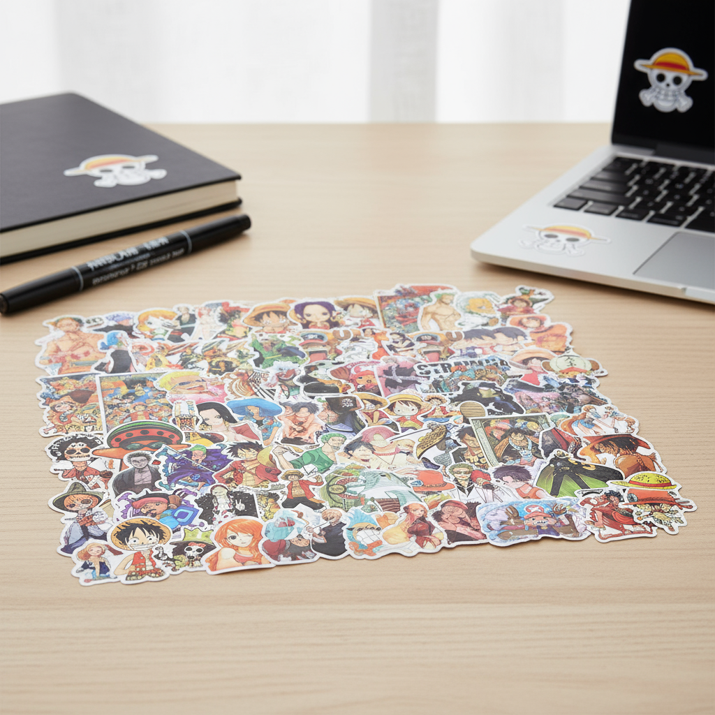 120 สติ๊กเกอร์อนิเมะวันพีซลิงดีลูฟี่การ์ตูนสําหรับติดหมวกกันน็อคจักรยานและบัญชีมือ