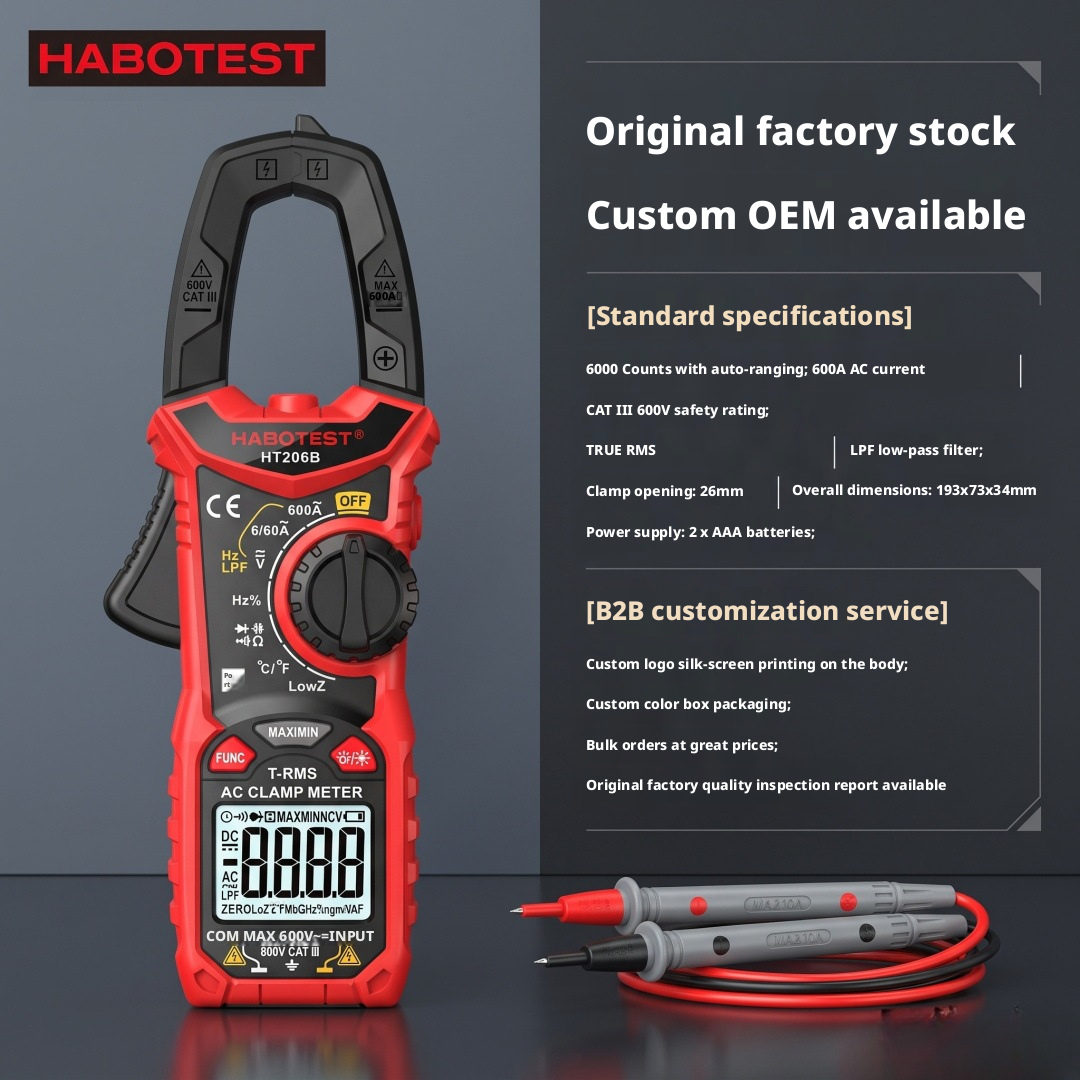 One Piece ใหม่ HT206B True RMS Clamp Multimeter Anti-Burn NCV ความถี่ความจุอุณหภูมิ Clamp Meter