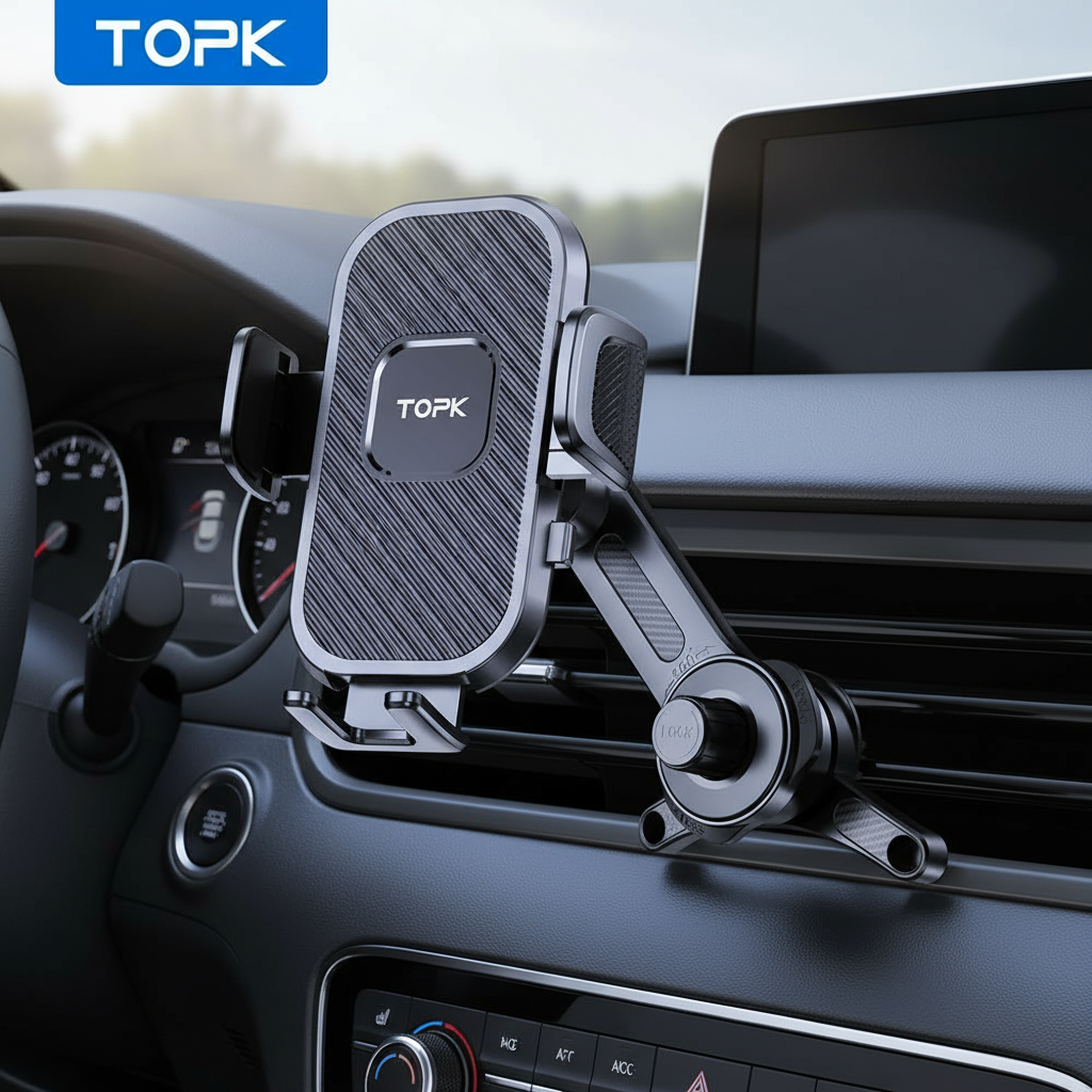 ขาตั้งโทรศัพท์ TOPK Auto - ขากว้างและขอเกี่ยวโลหะ รองรับช่องแอร์ ใช้ได้กับเคสหนา