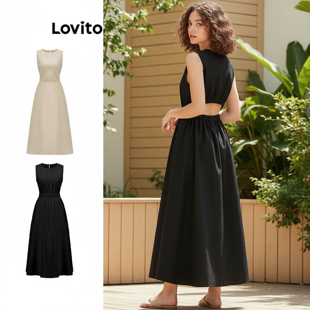 Lovito เดรสปาร์ตี้สายเดี่ยวผูกเอวเอวยางยืดสําหรับผู้หญิง รุ่น L77ED270 (หลากสี)