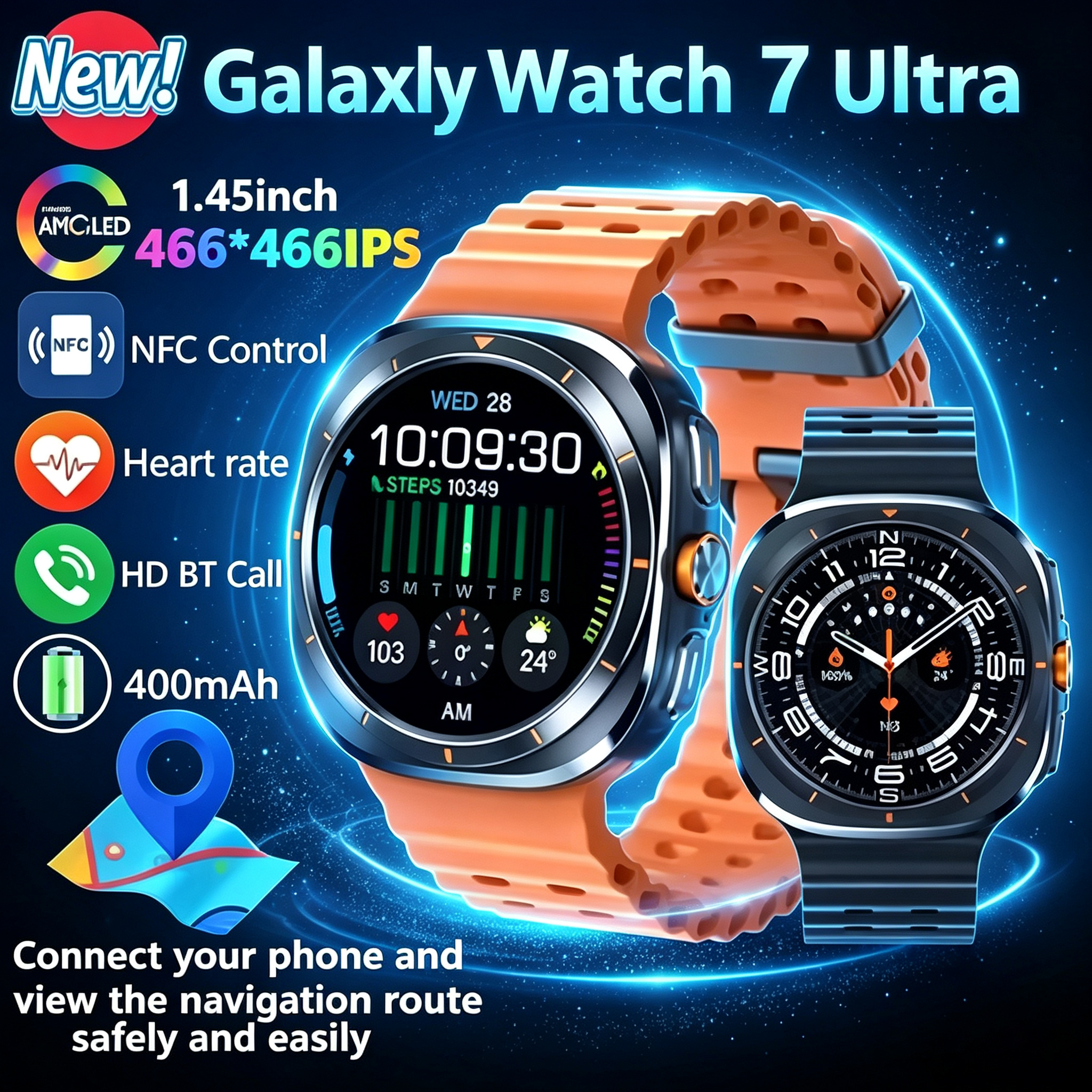 สมาร์ทวอทช์ GT7 Ultra รุ่นใหม่ มาพร้อมฟีเจอร์ Dynamic Island วัดอัตราการเต้นของหัวใจและความดันโลหิต 
