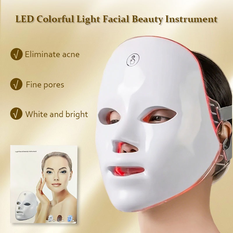 หน้ากากบําบัดด้วยแสง LED 7-in-1 มาสก์ดูแลผิวหน้า ชาร์จผ่าน USB สําหรับดูแลผิวและความงาม