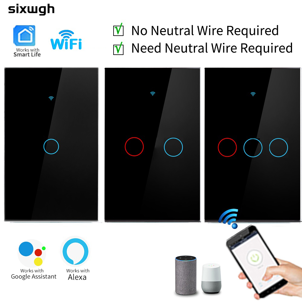 Tuya WiFi Touch Switch RF 433 สวิตช์ผนังไม่มี Neutral Works พร้อม Alexa