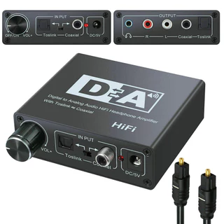 Hifi dac Amp Digital To Analog Audio Converter RCA 3.5 มม.เครื่องขยายเสียงหูฟัง Toslink Optical Coaxial Output แบบพกพา dac 24bit