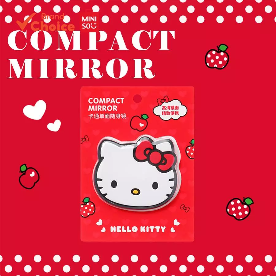 MINISO เฮลโลคิตตี้ แอปเปิ้ล ซีซั่น ซีรีส์ - กระจกพกพาการ์ตูนสุดน่ารัก ขนาด 11 ซม. × 15 ซม. ของขวัญในอุดมคติ